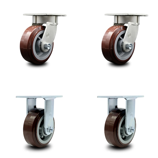 5 Inch Kingpinless Poly on Polyolefin Wheel Swivel Caster Swivel 2 Rigid, 2PK